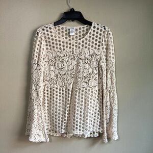 Esley medium ivory long sleeve top
